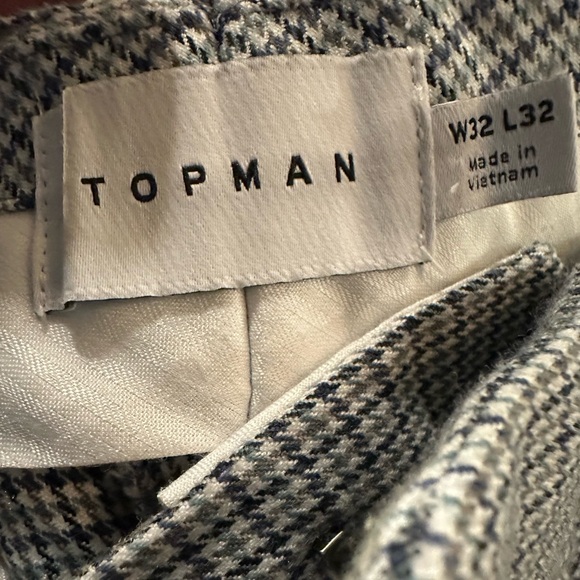 Men’s light blue and gray houndstooth pattern dress pants by topman size 32 x 32 - Picture 3 of 4